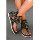 Leopard Vintage Rivet Fringed Gladiator Sandals
