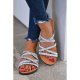 Silvery Round Toe Bling Flat Sandals